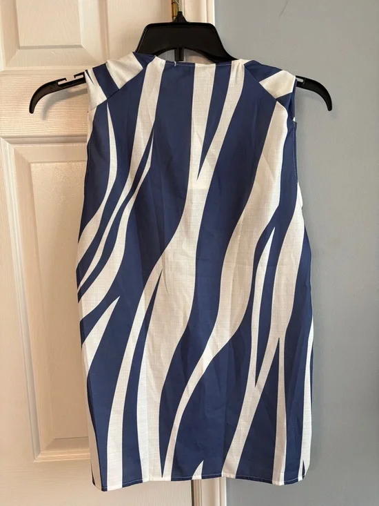 Noracora Navy and White Striped Knot-Shoulder Top - Picture 3 of 5